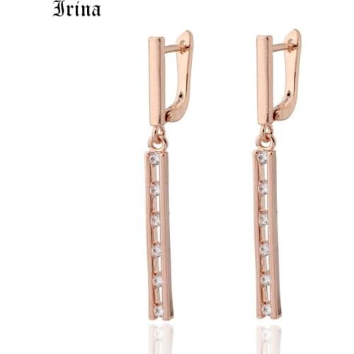 Classic Geometric Dangle Earrings For Women Copper Rose Gold Cubic zirconia Earrings Simple Fashion Exquisite Wedding Jewelry