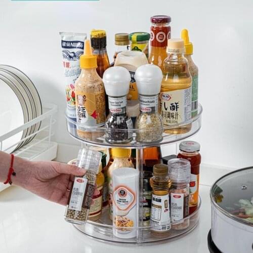 Kitchen 360 Rotatable Storage Bin Practical Plastic Storage Box Of Tea Sweeteners Multi Layer Multifunctional Rotating Shelf
