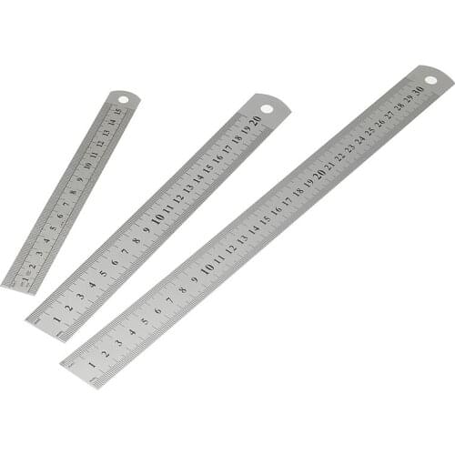 0.7mm 50cm and 0.5mm 30cm / 20cm / 15cm Stainless Steel Metal Straight Ruler Double Sided Measuring Tool School Student Supplies