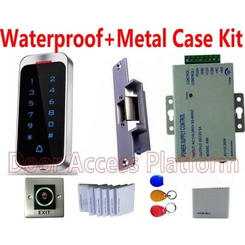 Metal Case weatherproof Touchable Keypad standalone touchable password access control door strike lock+Bracket Power door kit
