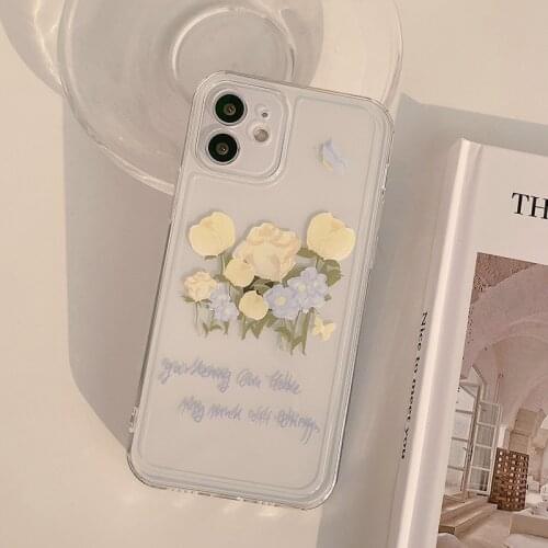 Retro sweet French rose Flower romantic art Phone Case For iPhone 11 12 Pro Max Xs Max XR Xs 7 8 Plus 7Plus case Cute Soft Cover