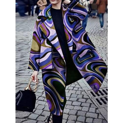 Neweat Fashion Women Winter High Quality Loose Designer Coat Oversized Long Cardigan Tops Elegant Streetwear Colorful Print Coat