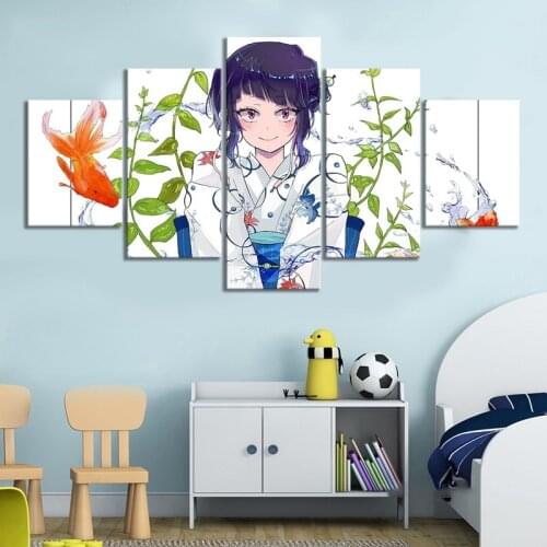 Modular Pictures Canvas Painting 5 Pcs My Hero Academy Prints HD Anime Girl Jiro Kyoka Poster Wall Art For Bedroom Home Decor