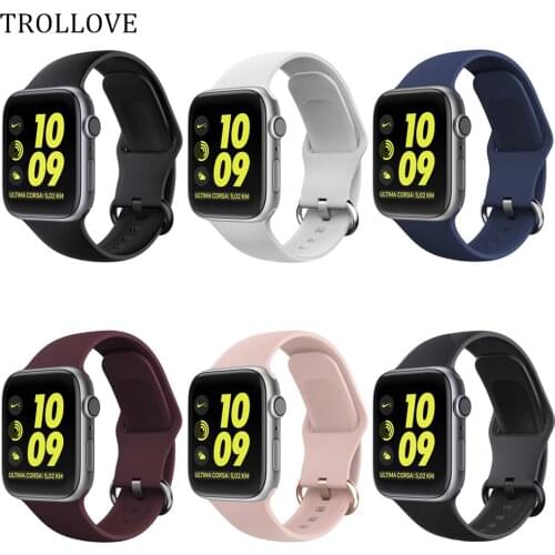 Soft Silicone Sports Band for Apple Watch Series 1 2 3 4 5 40mm 44mm 38MM 42MM Rubber Watchband Strap for iWatch Bracelet Bands