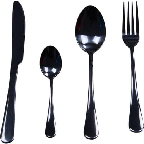 Black Stainless Steel Cutlery Set Teaspoon Dinner Fork Knife Western Tableware Dinnerware Kitchen Tools