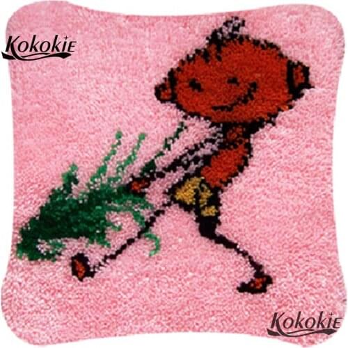 Cross stitch sets sale 3d latch hook diy rug rug making kit cushion embroidery yarn handicraft cushion Patchwork Pillowcase