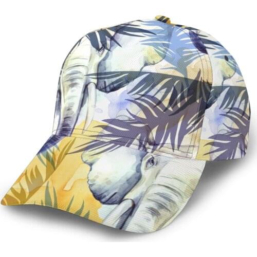 CINESSD 2020 New Baseball Cap Fishing Caps Men Outdoor Hunting Hat Hiking Hat African Elephants With Colorful Tropical Leaves