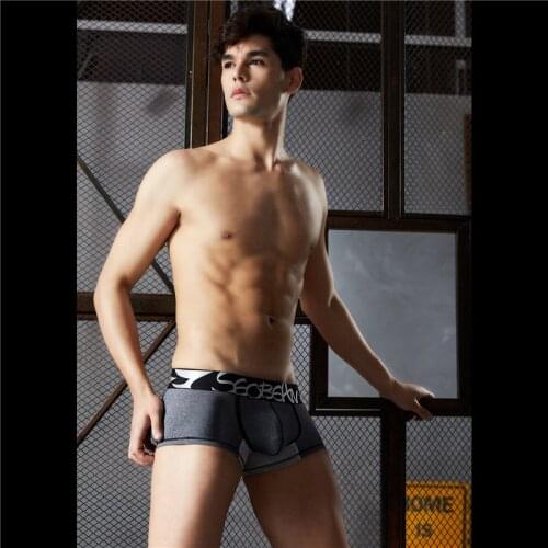 SOBEAN New Mens Cotton Shorts Youth Sexy Sports Breathable Low-Waist Boxers