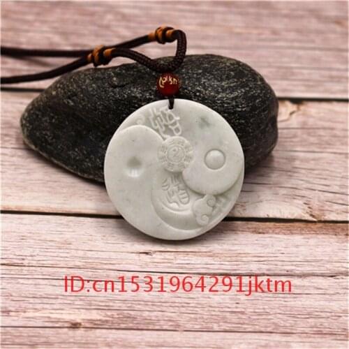Charm Men Chinese Amulet Fashion Pendant Natural Gifts Jade Bagua Taiji Jewelry White Necklace for Accessories Women Carved