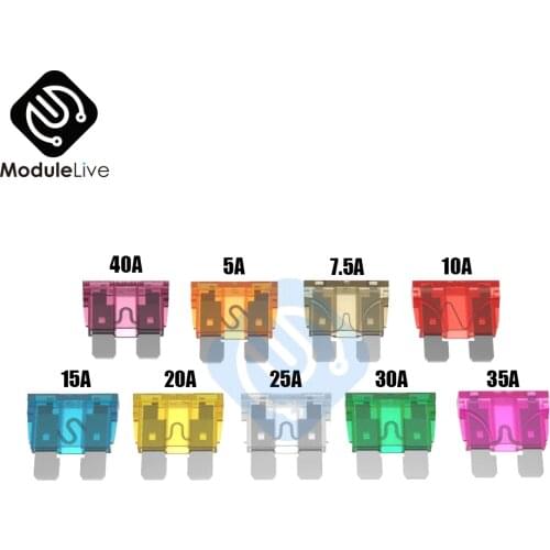10pcs 5A 7.5A 10A 15A 20A 25A 30A 35A 40A Standard Blade Car Fuses 1.9X2CM Auto fusibles For Car Truck Fuses Crystal Fuse
