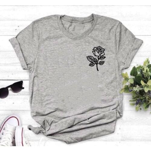 Casual Tee Shirt Femme T-shirt Flower Funny Fashion Funny T Shirt Women Harajuku Cotton Tshirt Women Short Sleeve Poleras Mujer