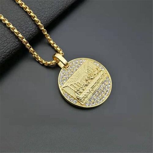 Stainless Steel Last Supper Pendant Gold Color Iced Out Bling Zircon Round Necklace For Men Fathers Day Gift Hip Hop Jewelry