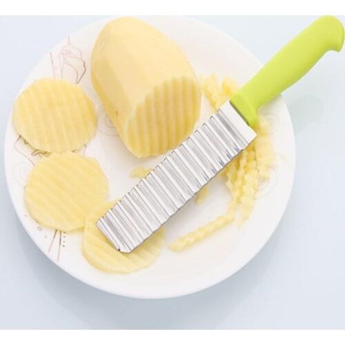2pc Potato Shredders Slicers Stainless Steel Cut Potato Waves Crinkle Shape Vegetable Chips Kitchen Knife Accessories