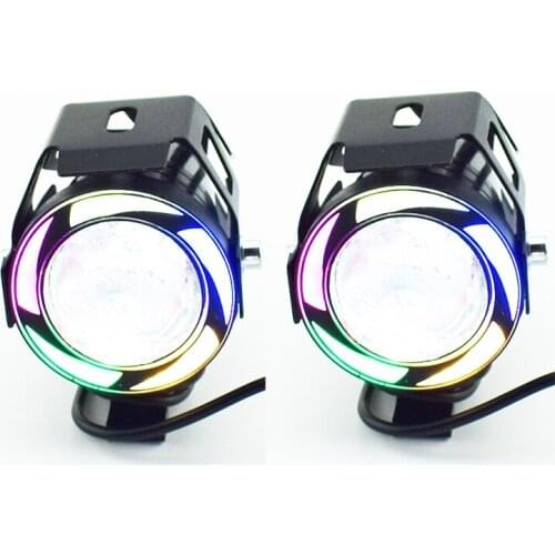 12V 125W Motorcycle colorful lights LED moto Headlights Motorbike Auxiliary work lights 6500k moto Fog lamp spotlights Headlamp