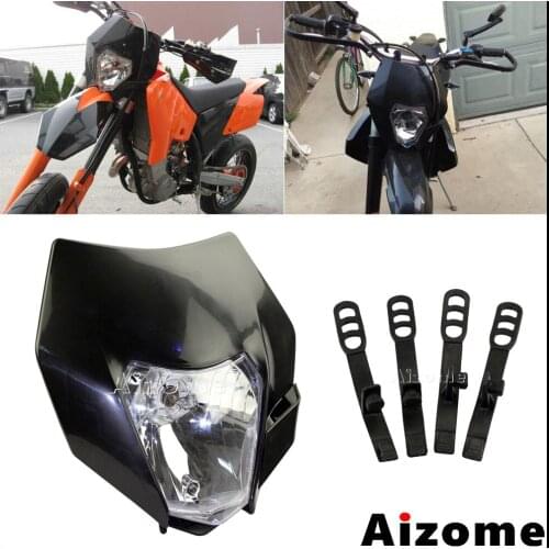 Universal Motorcycle Motocross 35W HeadlightDirt Bike Enduro Black Headlight Fairing For MX EXC EXCF XCF XCW SX SXF SMR