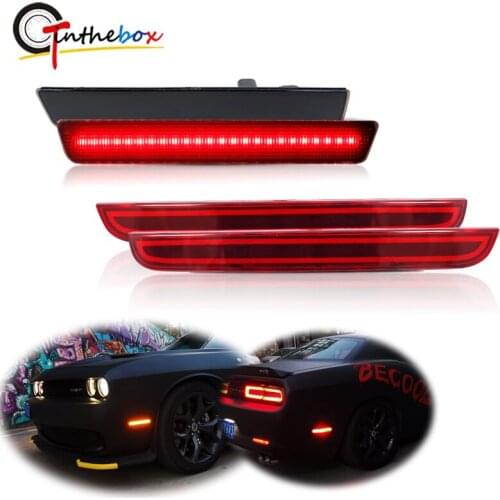 Amber/Red LED Front/Rear Side Marker Lights & Rear Bumper Reflector Lights Tail/Brake,Rear Fog Lamp For 2015-up Dodge Challenger
