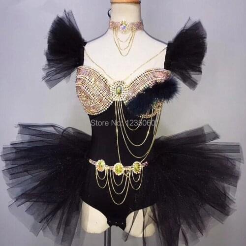 Women Stage Wear Gold Rhinestones Bodysuit Sexy Bar Female DJ DS Costume Party Show Outfit Model Catwalk Performance Dance Wears