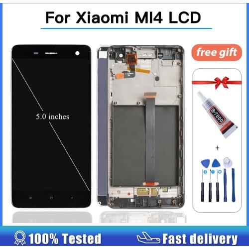 NEW 100% Tested LCD Display For Xiaomi m4 mi 4 mi4 Touch screen Digitizer Assembly Frame With Free gift Replacement LCD 5.0 inch