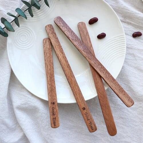 10 Pcs Wood Stirring Piece Solid Wood Milk Tea Long Handle Stirring Stick Ice Cream Stirring Spoon Coffee Accessories
