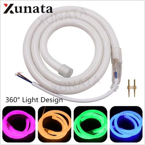 12V Round Neon Tape SMD 2835 Flexible Led Strip Soft Rope Bar Light 360 Degree Neon Light with Suitable Transformer