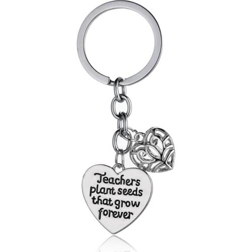 36PC Thanksgiving Gift Teachers Plant Seeds That Grow Forever Keyrings Hollow Heart Pendant Keychains Women Men Teachers Jewelry