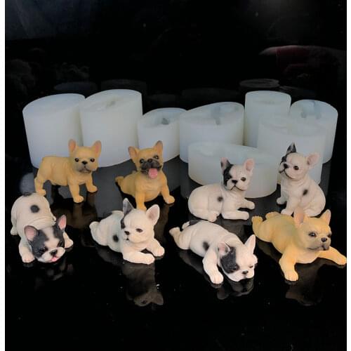 3d bulldog molds Silicone molds for chocolate pet dog birthday cake animal shape plaster mould