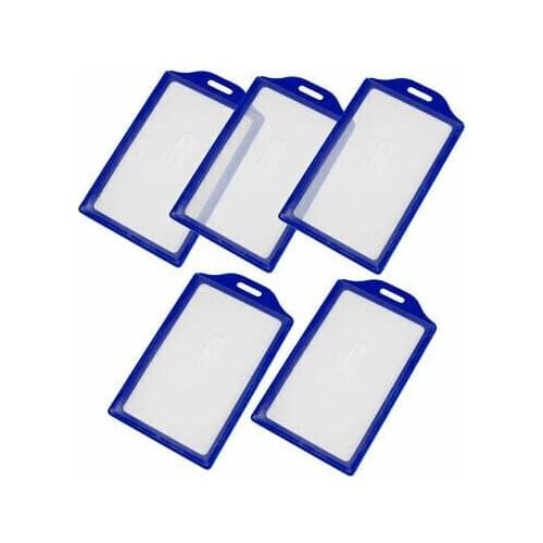 5PCS Blue Clear Plastic Vertical Business Name Badge Credit Card Holder Case