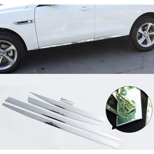 6Pcs/set High Quality ABS Aluminum Alloy Side Door Molding Trim Strips For Jaguar F-Pace f pace X761 2016-2018 Car Accessories