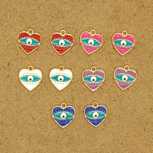 6pcs Small Heart Evil Eye Alloy Enamel Charms DIY Vintage Bracelet Earrings Necklace Pendant Accessory Demon Eye Jewelry Make