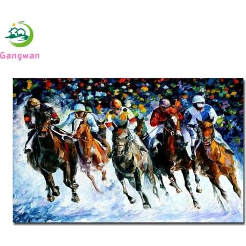 Diamond Mosaic Abstract art, rider horse racing round drill Cross Stitch Diamond Embroidery Painting Full Square Decor For Home