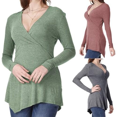 Green Red Gray Women Pregnant Long Sleeve Nursing Side Ruched Maternity Clothes Mama Pregnancy Breastfeeding Shirt Blouse