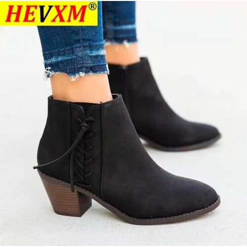 Boots Women Early Winter Ankle Leopard Mid Heel Shoes Female Slip-On Casual Black Square Heel Booties zapatos de mujer