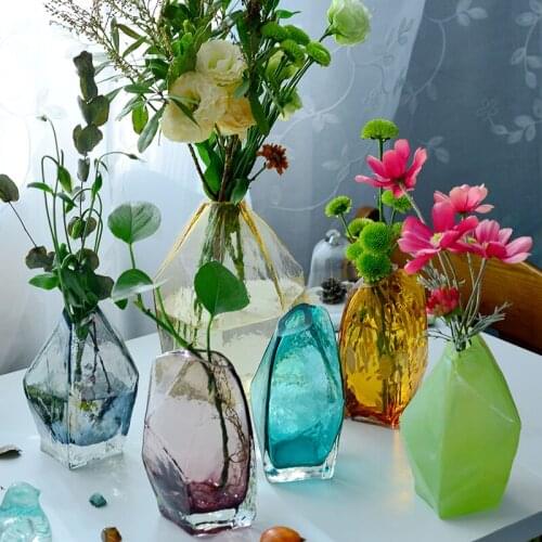 Colored Glass Vase for wedding decoration home decor green Tabletop vases for flowers Styling of mermaid terrarium Clear