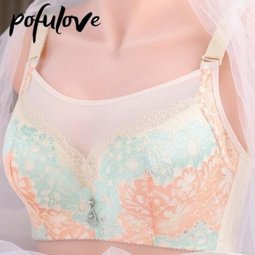 Floral Bra for Women Plus Large Big Size Ladies 34-46 B C D Sexy Push Up Bra Embroidery Lace Bra with Underwire Bralette Top