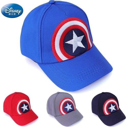 Disney Spring Autumn Captain America Cartoon Cotton Embroidery Baseball Caps Boys Girls Childrens Kids Sun Hats Snapback Hat