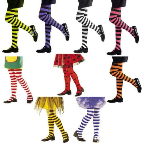 Halloween Cosplay Children Stripe Pantyhose Stockings Baby Boys Girls Christmas Tights Kids Masquerade Party Costumes