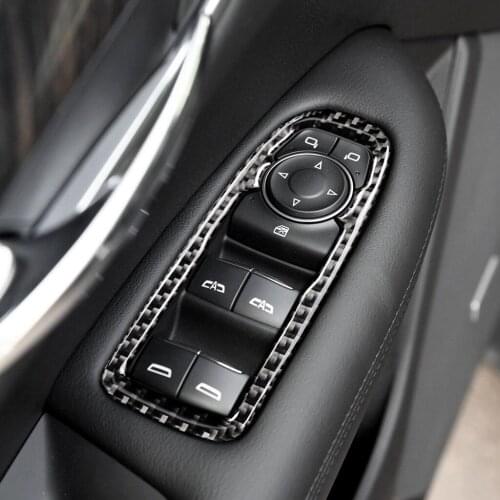 For Cadillac XT5 2016-2019 Carbon Fiber Car Door Window Switch Frame Trim Cover Car Sticker 4pcs Car styling accessories