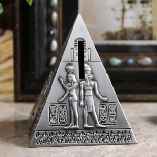 Europe Egyptian pyramid shape piggy bank money zinc money boxes for children Metal Crafts Home Decoration Decoration SNG030