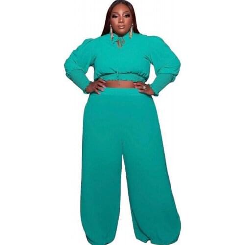 Two Piece Set Africa Clothes African New Dashiki Fashion Solid Color Suit Top Trousers Super Elastic Party For Women Outfits