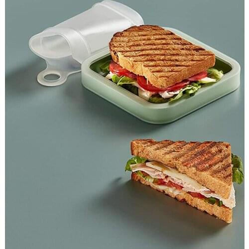 Lunch Box Sandwich Box Portable Reusable Silicone Sandwich Case Lunch Box Toast Box Soft Kitchen Sandwich Case U3