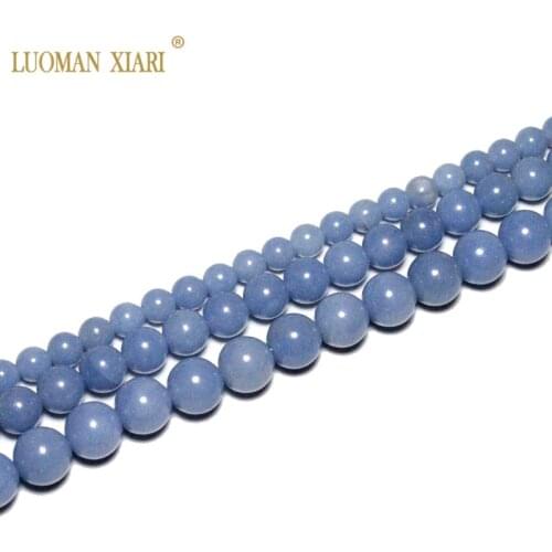 Fine AAA+ 100% Natural Blue Angelite Round Stone Beads For jewelry Making DIY Bracelet Necklace 6/8/10mm Strand 15.5
