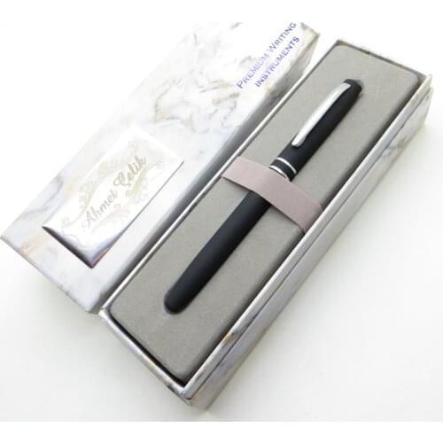 Wings Marble R189 Pastel Black Chrome Roller Pen | İsme Special Pen | Gift Pen