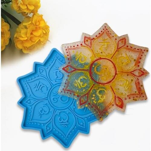 Mantra Symbol Coaster Epoxy Resin Mold Cup Mat Pad Silicone Mould DIY Crafts Placemat Home Decoration Casting Tools
