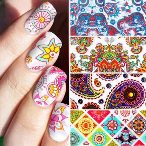 10 PCS/Set Nail Sticker Mixed Colorful Star Paper Various Patterns Watermark DIY Decoration 4*20CM Nail Art Patch Manicure