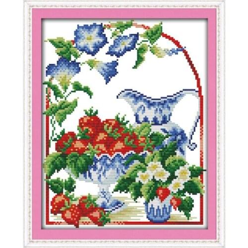 Small beautiful flowers strawberry fruit handmade materials package cross stitch suite Chinese characteristics wholesale map