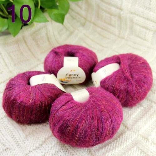 NEW Luxurious Soft 4balls*50g Crocheting & Knitting MOHAIR wool hand Yarn Knitting Rainbow Purple 823-10-4