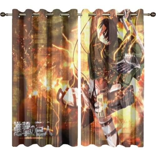 Customized Window Curtains For Bedroom Modern Attack on Titan Print Curtains For Living Room High Density Window Shade