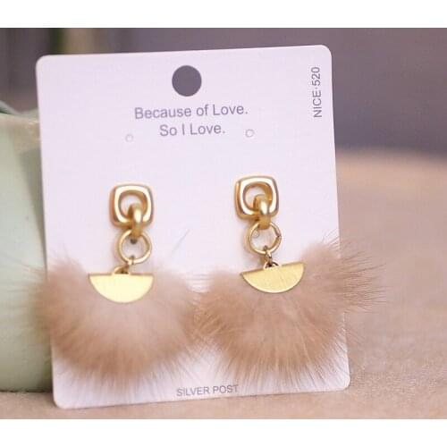 Autumn And Winter New Korean Style Jewelry Cute Mink Plush Drop Earrings Female Wedding Party Oorbellen Jewelry Gifts