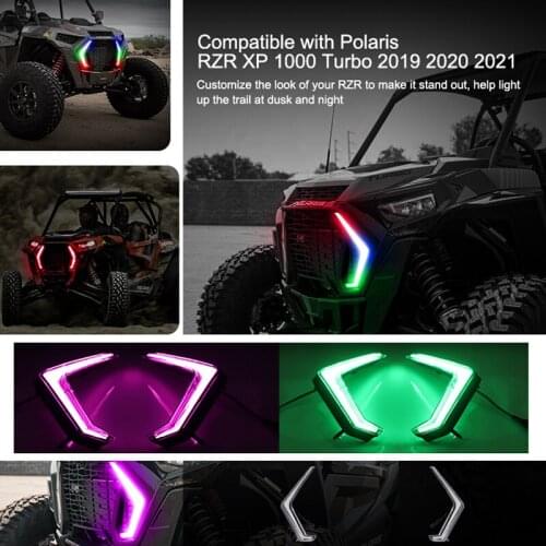 Front Headlight Running Lights Light LED DRL Turn Signal Light RGB for 2018-2021 Polaris RZR XP 4 1000 Turbo