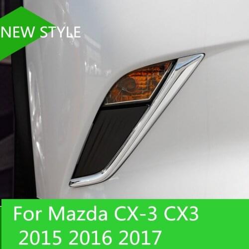 Front fog lamp shield cover Front fog lamp trim car accessories car-styling ABS Chrome For Mazda CX-3 CX3 2015 2016 2017